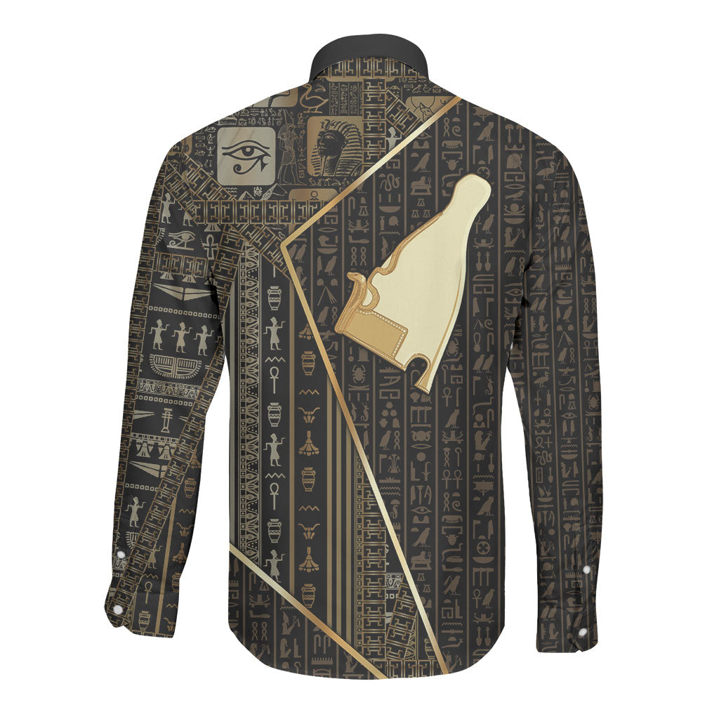 Egypt Hedjet Crown Long Sleeve Button Shirt Ancient Mythology Upper Pharaoh