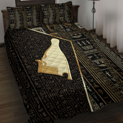 Egypt Hedjet Crown Quilt Bed Set Ancient Mythology Upper Pharaoh