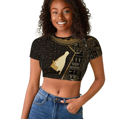 Egypt Hedjet Crown Raglan Cropped T shirt Ancient Mythology Upper Pharaoh