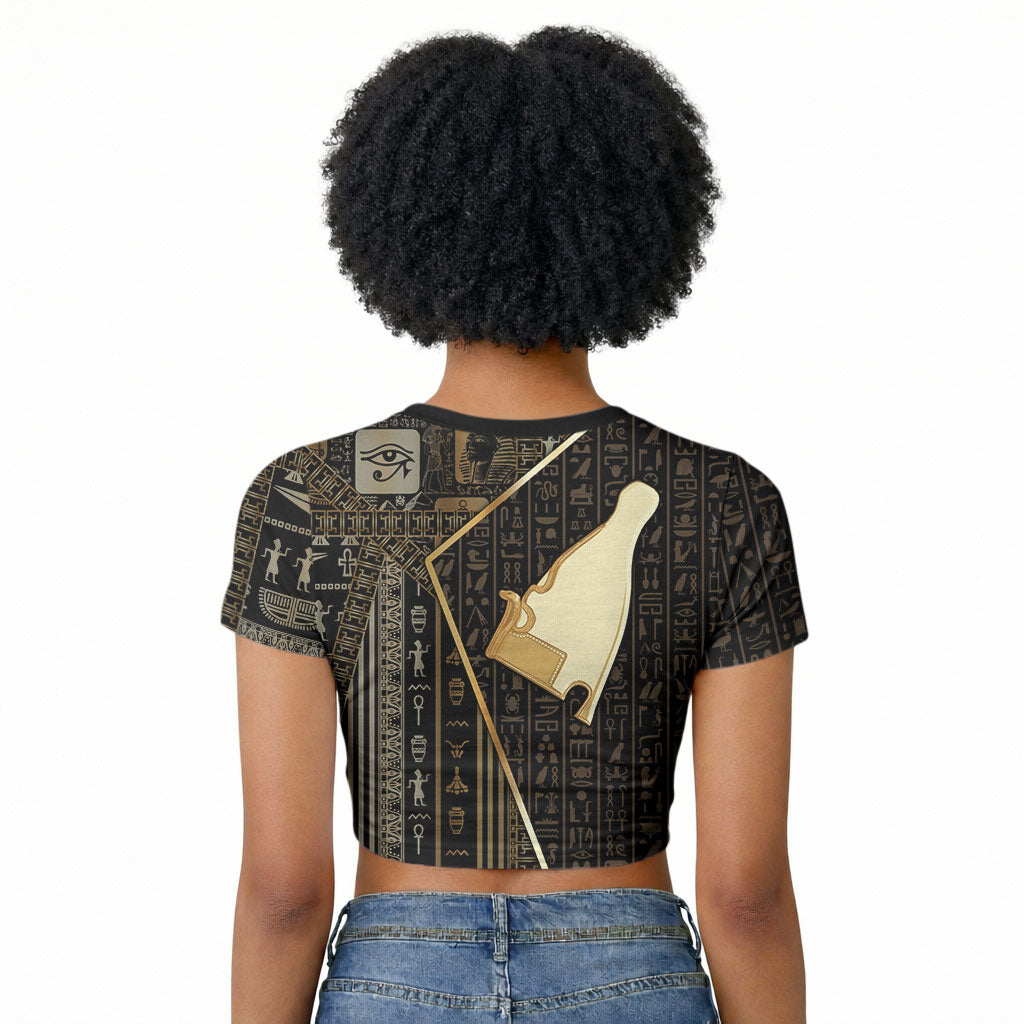 Egypt Hedjet Crown Raglan Cropped T shirt Ancient Mythology Upper Pharaoh