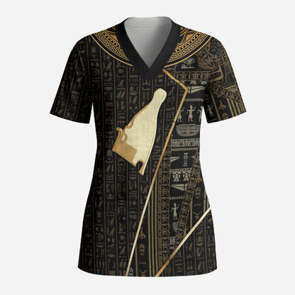 Egypt Hedjet Crown Scrub Top Ancient Mythology Upper Pharaoh