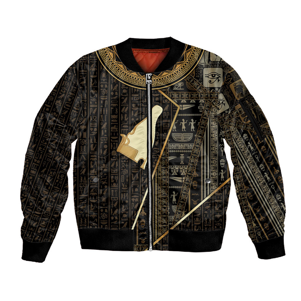 Egypt Hedjet Crown Sleeve Zip Bomber Jacket Ancient Mythology Upper Pharaoh