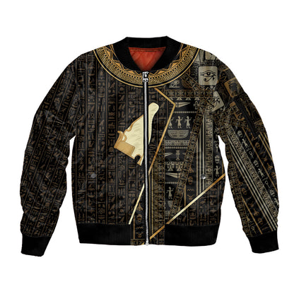 Egypt Hedjet Crown Sleeve Zip Bomber Jacket Ancient Mythology Upper Pharaoh