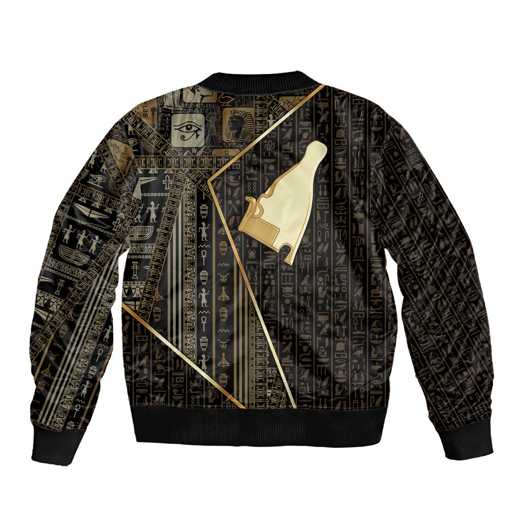 Egypt Hedjet Crown Sleeve Zip Bomber Jacket Ancient Mythology Upper Pharaoh