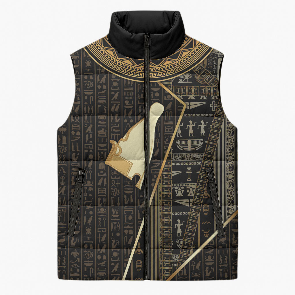 Egypt Hedjet Crown Sleeveless Puffer Jacket Ancient Mythology Upper Pharaoh