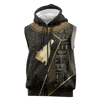 Egypt Hedjet Crown Sleeveless Zip Hoodie Ancient Mythology Upper Pharaoh