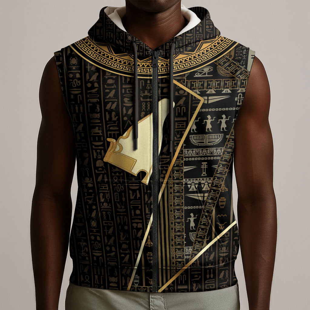 Egypt Hedjet Crown Sleeveless Zip Hoodie Ancient Mythology Upper Pharaoh