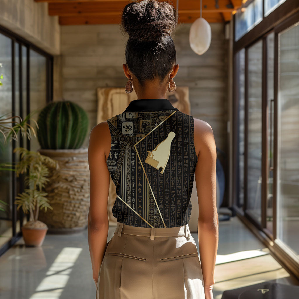 Egypt Hedjet Crown Women Sleeveless Polo Shirt Ancient Mythology Upper Pharaoh