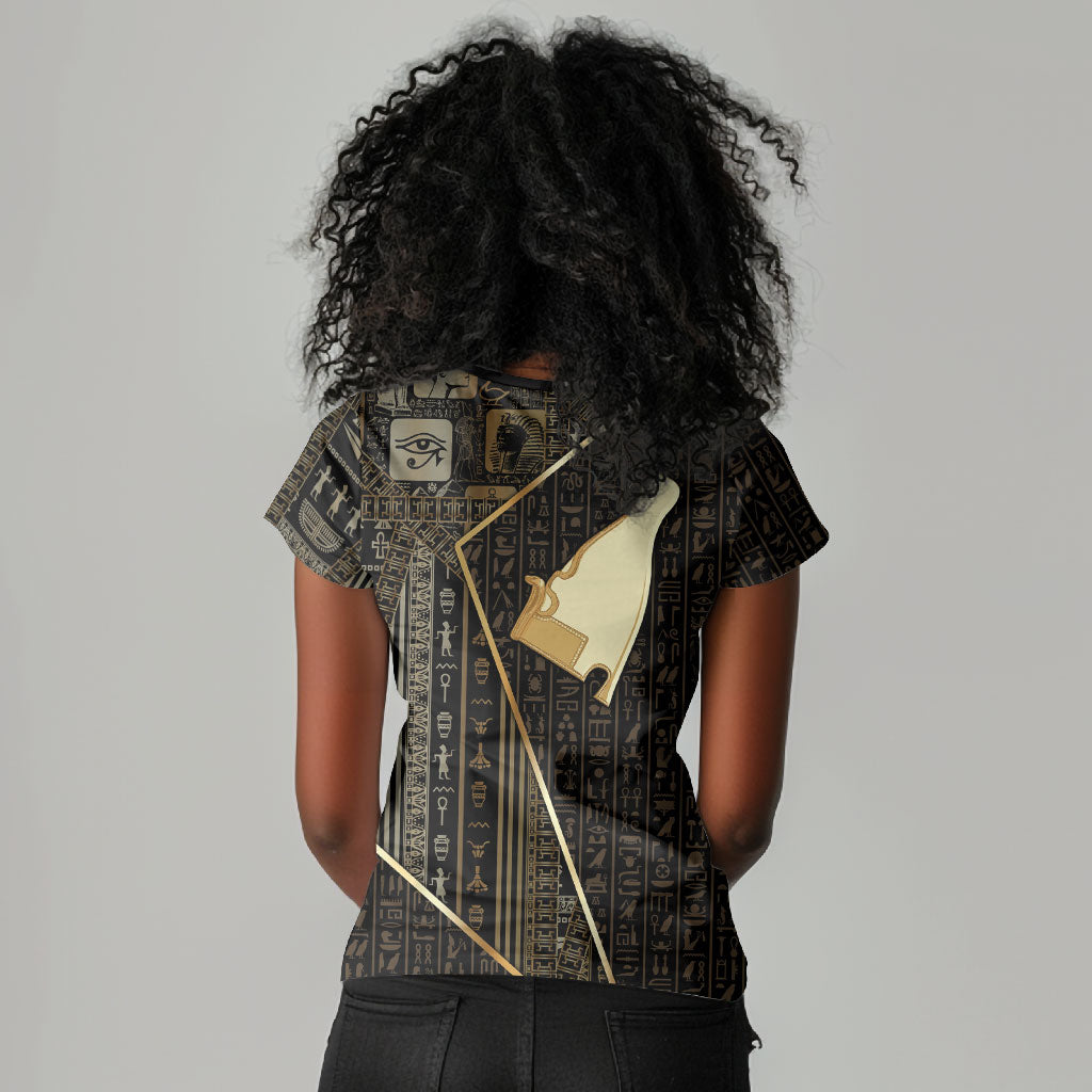 Egypt Hedjet Crown Women V-Neck T-Shirt Ancient Mythology Upper Pharaoh