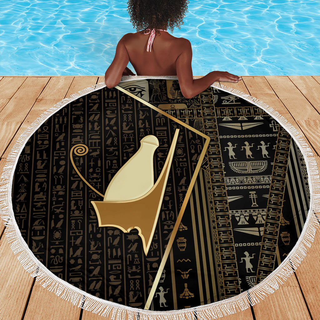 Egypt Pschent Crown Beach Blanket Ancient Mythology Unified Pharaoh