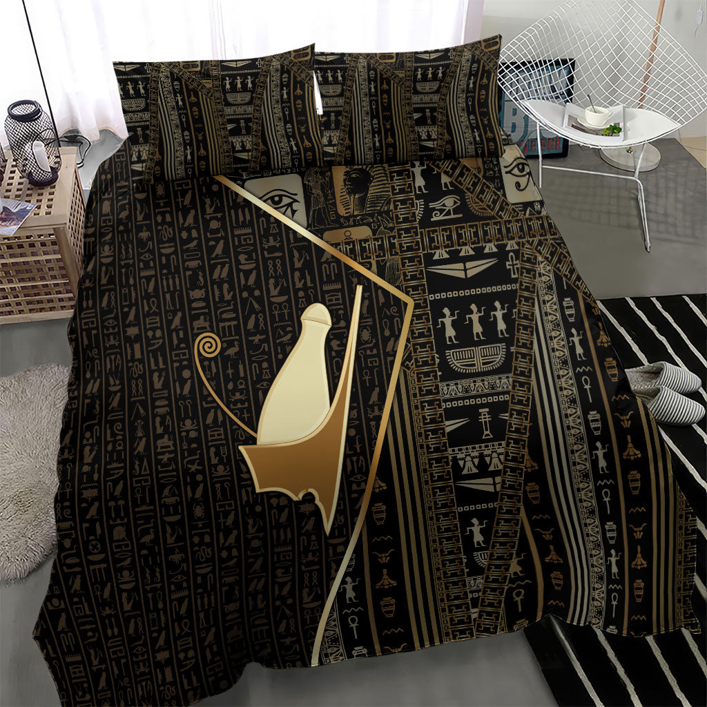 Egypt Pschent Crown Bedding Set Ancient Mythology Unified Pharaoh