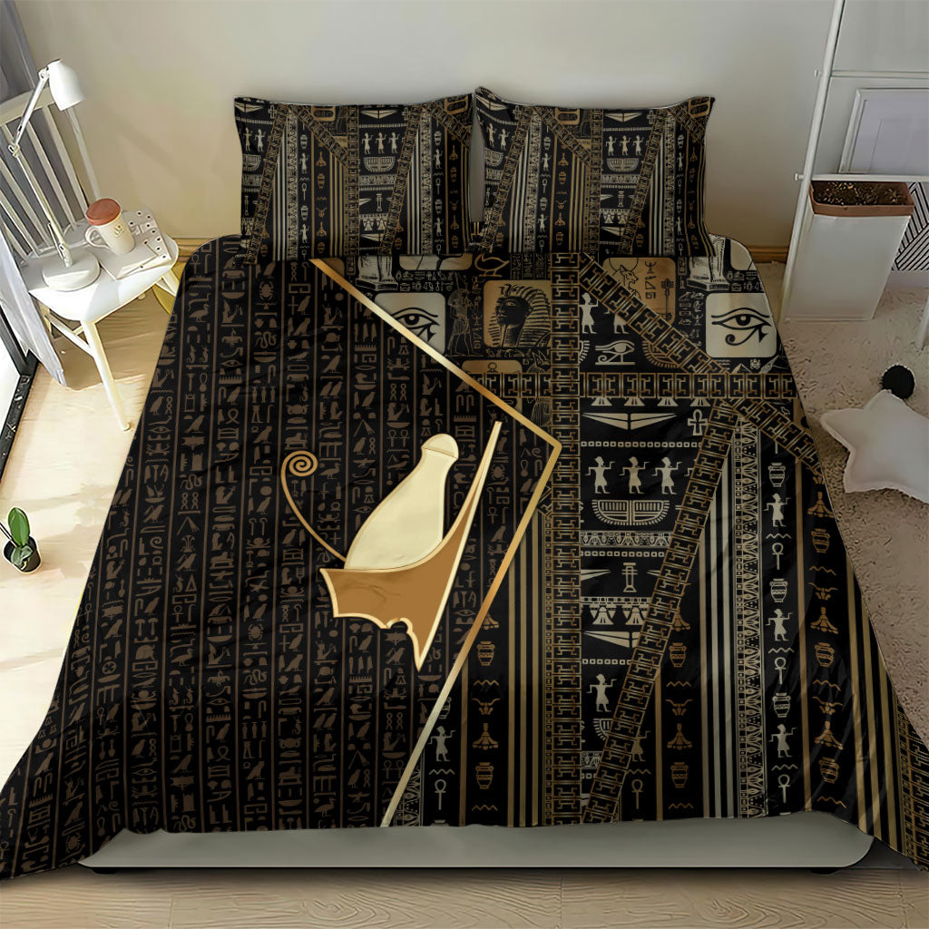 Egypt Pschent Crown Bedding Set Ancient Mythology Unified Pharaoh