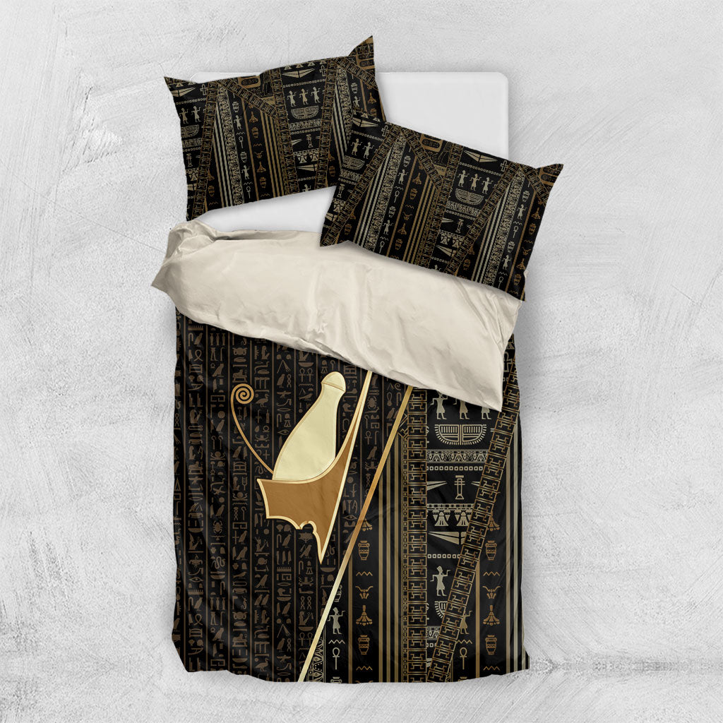 Egypt Pschent Crown Bedding Set Ancient Mythology Unified Pharaoh