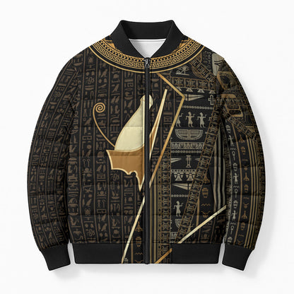 Egypt Pschent Crown Bomber Puffer Jacket Ancient Mythology Unified Pharaoh