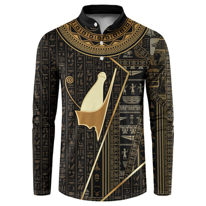 Egypt Pschent Crown Button Sweatshirt Ancient Mythology Unified Pharaoh