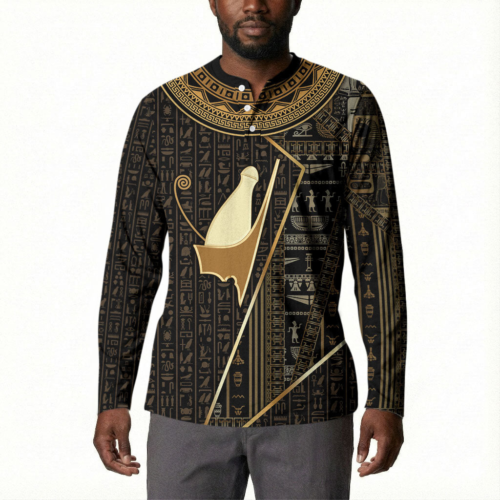 Egypt Pschent Crown Button Sweatshirt Ancient Mythology Unified Pharaoh