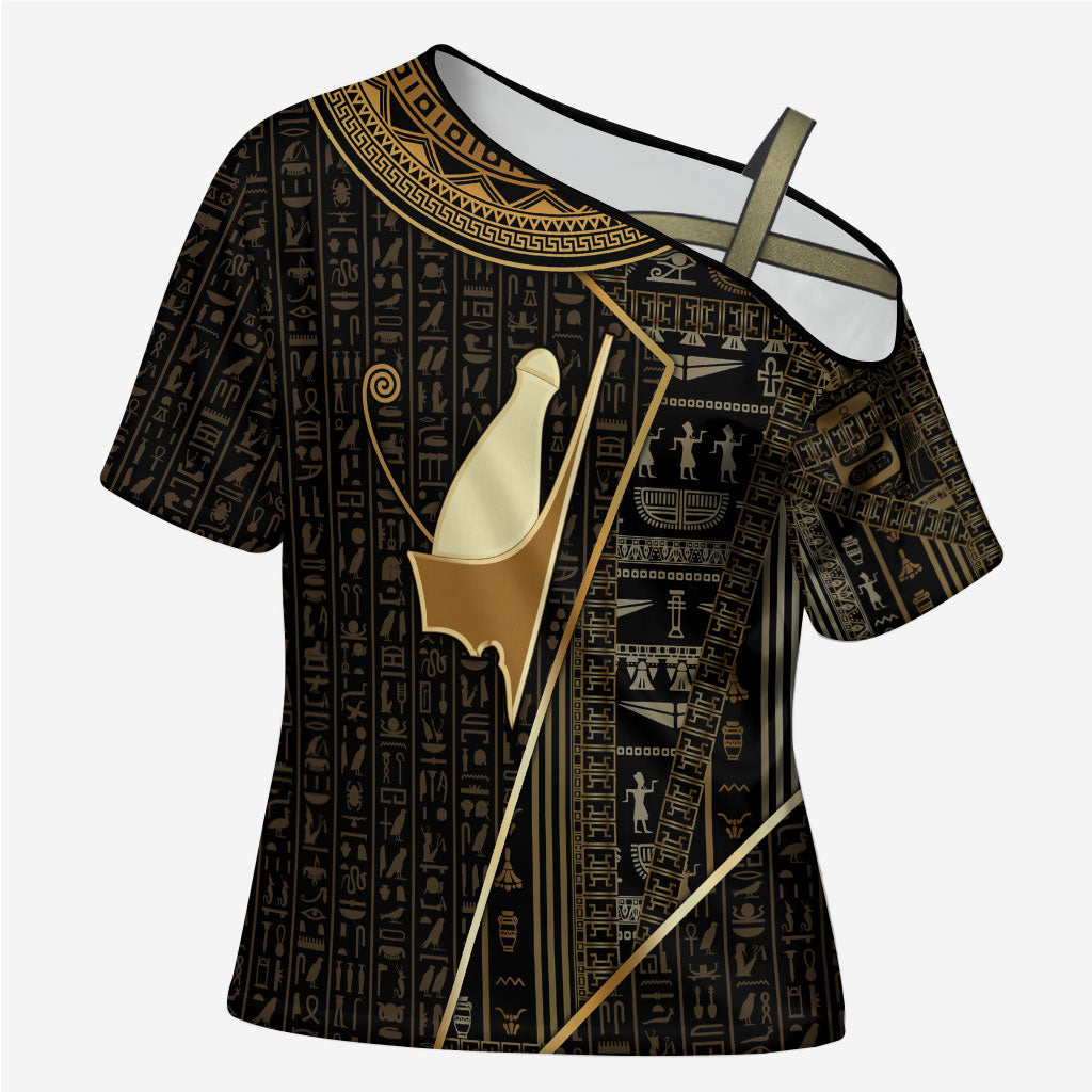 Egypt Pschent Crown Cross Shoulder Shirt Ancient Mythology Unified Pharaoh
