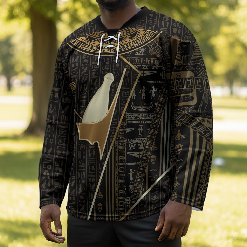 Egypt Pschent Crown Hockey Jersey Ancient Mythology Unified Pharaoh