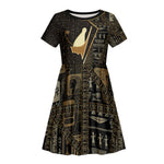 Egypt Pschent Crown Kid Short Sleeve Dress Ancient Mythology Unified Pharaoh