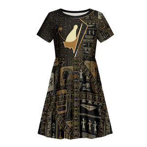 Egypt Pschent Crown Kid Short Sleeve Dress Ancient Mythology Unified Pharaoh