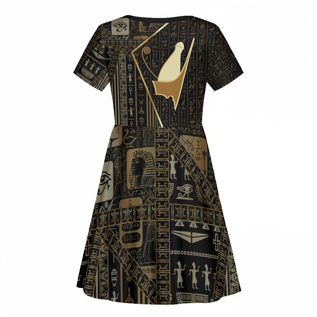 Egypt Pschent Crown Kid Short Sleeve Dress Ancient Mythology Unified Pharaoh