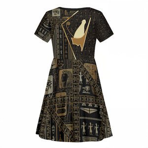 Egypt Pschent Crown Kid Short Sleeve Dress Ancient Mythology Unified Pharaoh