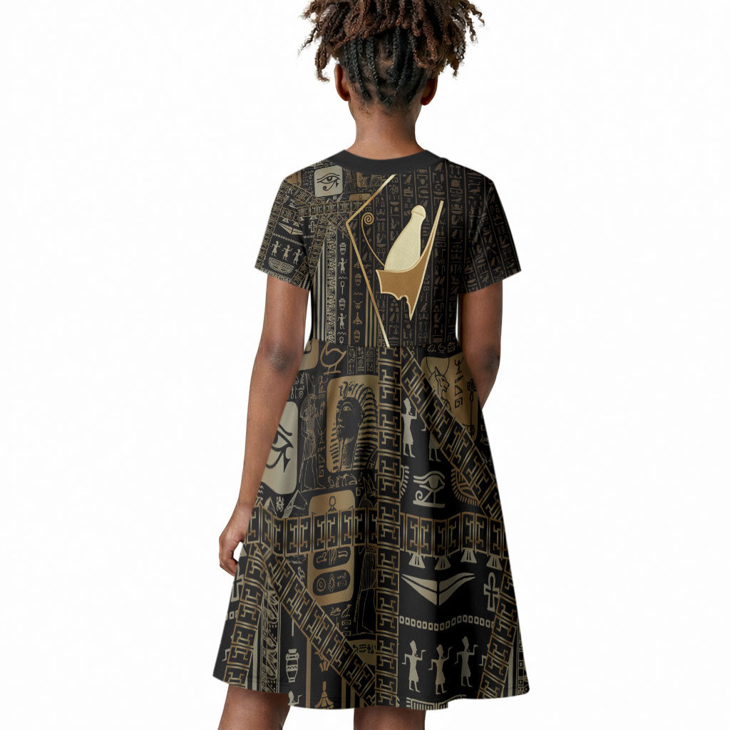 Egypt Pschent Crown Kid Short Sleeve Dress Ancient Mythology Unified Pharaoh