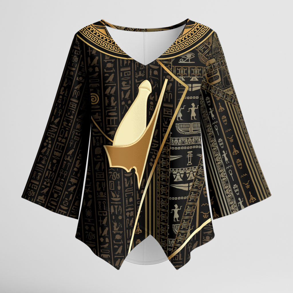 Egypt Pschent Crown Kimono Sleeve Blouse Ancient Mythology Unified Pharaoh