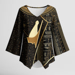 Egypt Pschent Crown Kimono Sleeve Blouse Ancient Mythology Unified Pharaoh