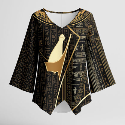 Egypt Pschent Crown Kimono Sleeve Blouse Ancient Mythology Unified Pharaoh