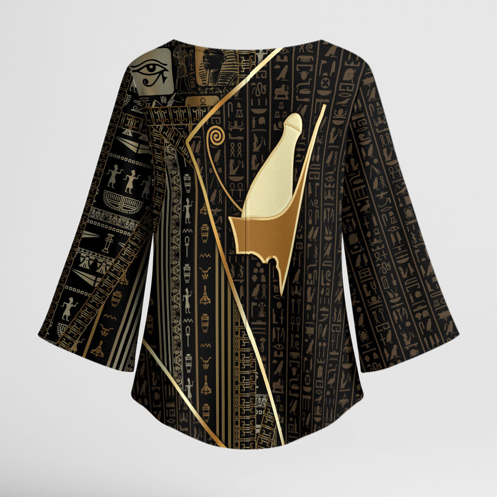 Egypt Pschent Crown Kimono Sleeve Blouse Ancient Mythology Unified Pharaoh