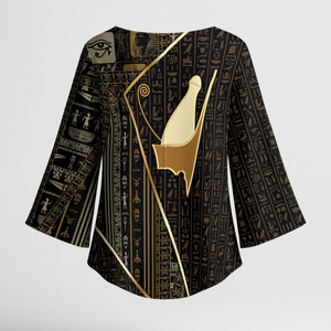 Egypt Pschent Crown Kimono Sleeve Blouse Ancient Mythology Unified Pharaoh
