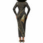 Egypt Pschent Crown Long Sleeve Bodycon Dress Ancient Mythology Unified Pharaoh
