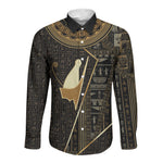 Egypt Pschent Crown Long Sleeve Button Shirt Ancient Mythology Unified Pharaoh