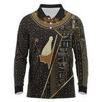 Egypt Pschent Crown Long Sleeve Polo Shirt Ancient Mythology Unified Pharaoh