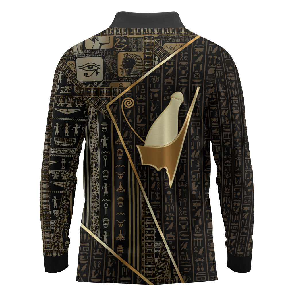 Egypt Pschent Crown Long Sleeve Polo Shirt Ancient Mythology Unified Pharaoh