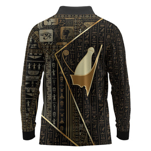 Egypt Pschent Crown Long Sleeve Polo Shirt Ancient Mythology Unified Pharaoh