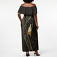 Egypt Pschent Crown Off Shoulder Maxi Dress Ancient Mythology Unified Pharaoh