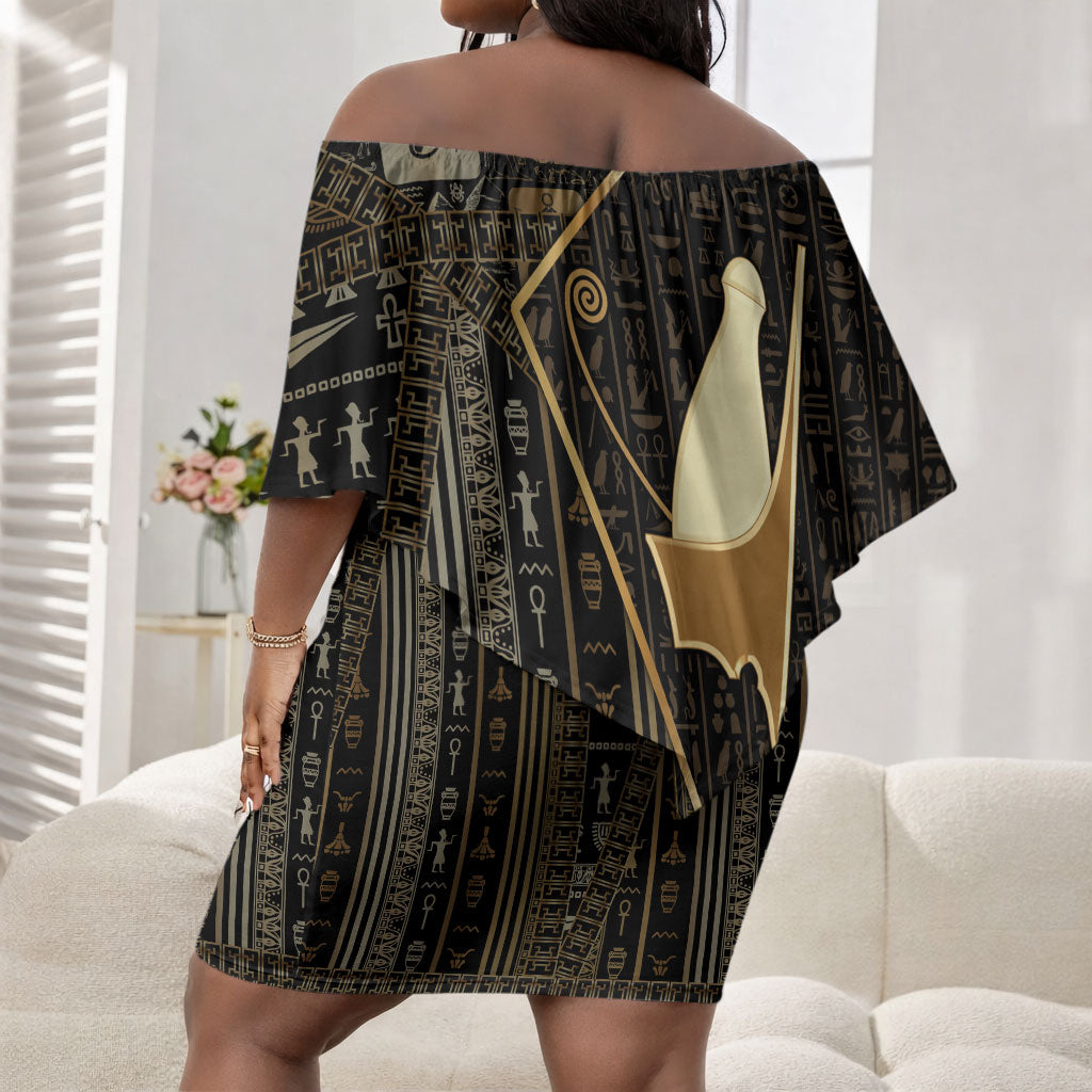 Egypt Pschent Crown Off Shoulder Short Dress Ancient Mythology Unified Pharaoh
