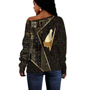 Egypt Pschent Crown Off Shoulder Sweater Ancient Mythology Unified Pharaoh