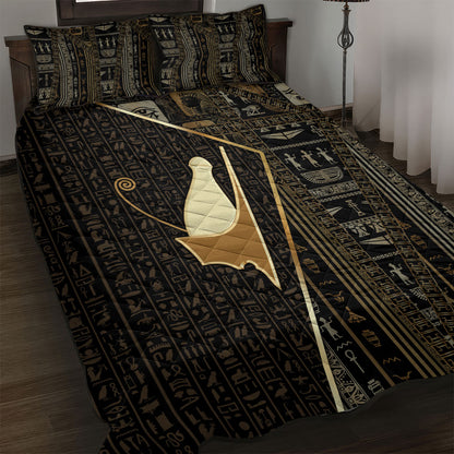 Egypt Pschent Crown Quilt Bed Set Ancient Mythology Unified Pharaoh