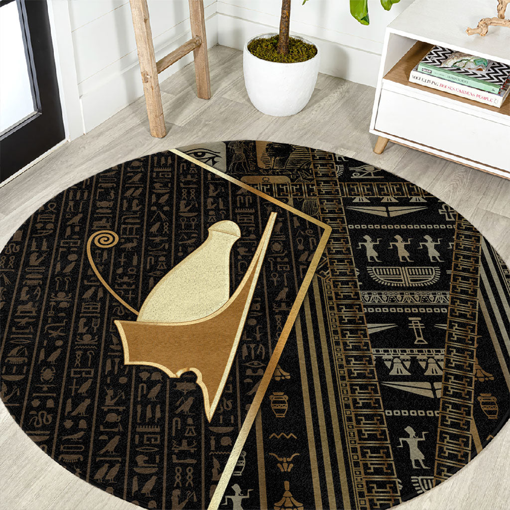 Egypt Pschent Crown Round Carpet Ancient Mythology Unified Pharaoh