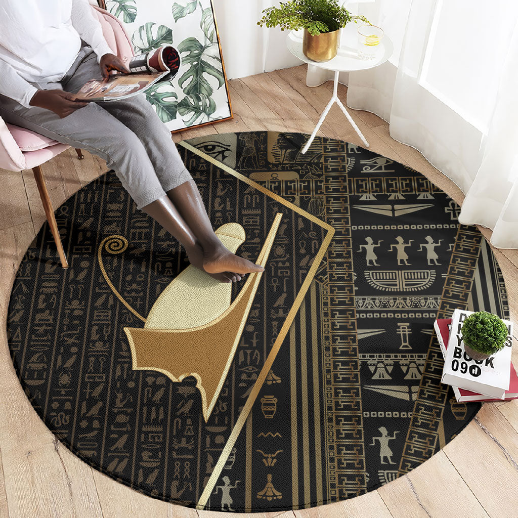 Egypt Pschent Crown Round Carpet Ancient Mythology Unified Pharaoh