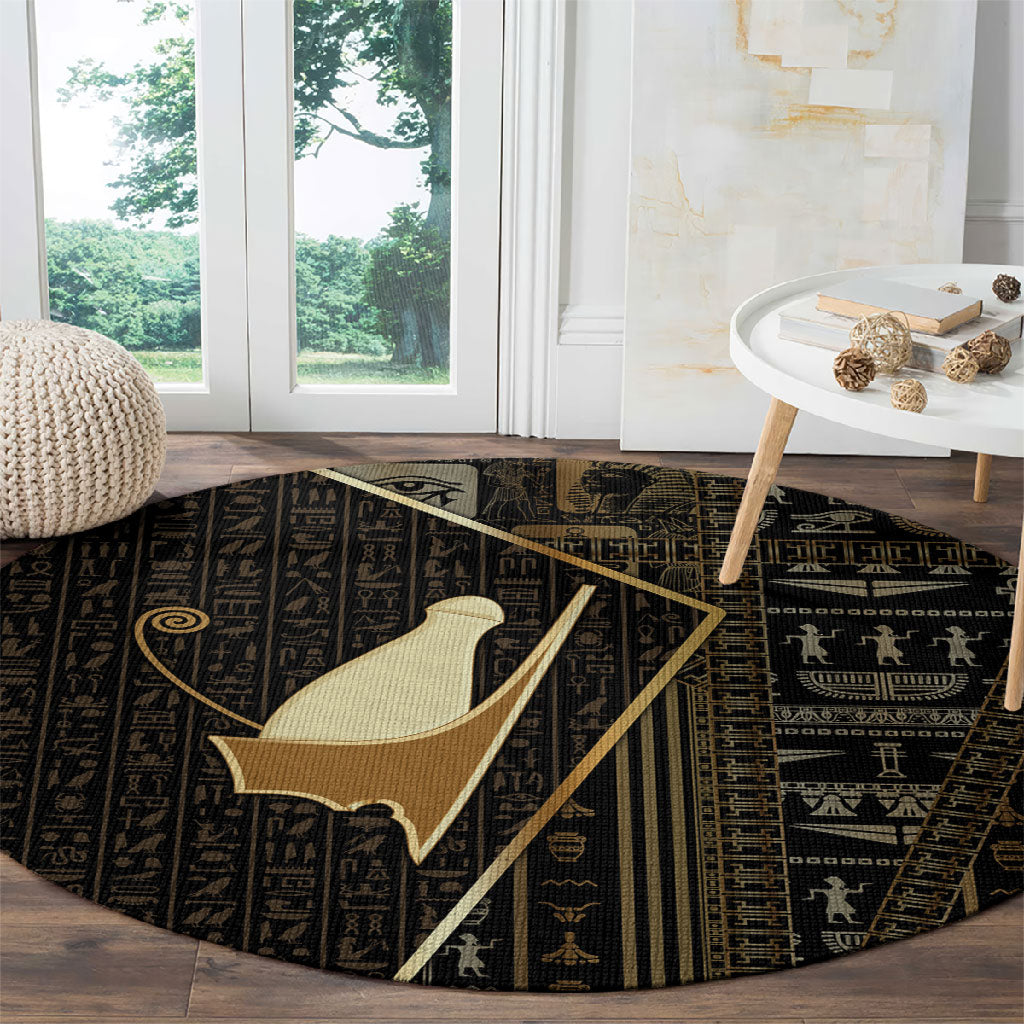 Egypt Pschent Crown Round Carpet Ancient Mythology Unified Pharaoh