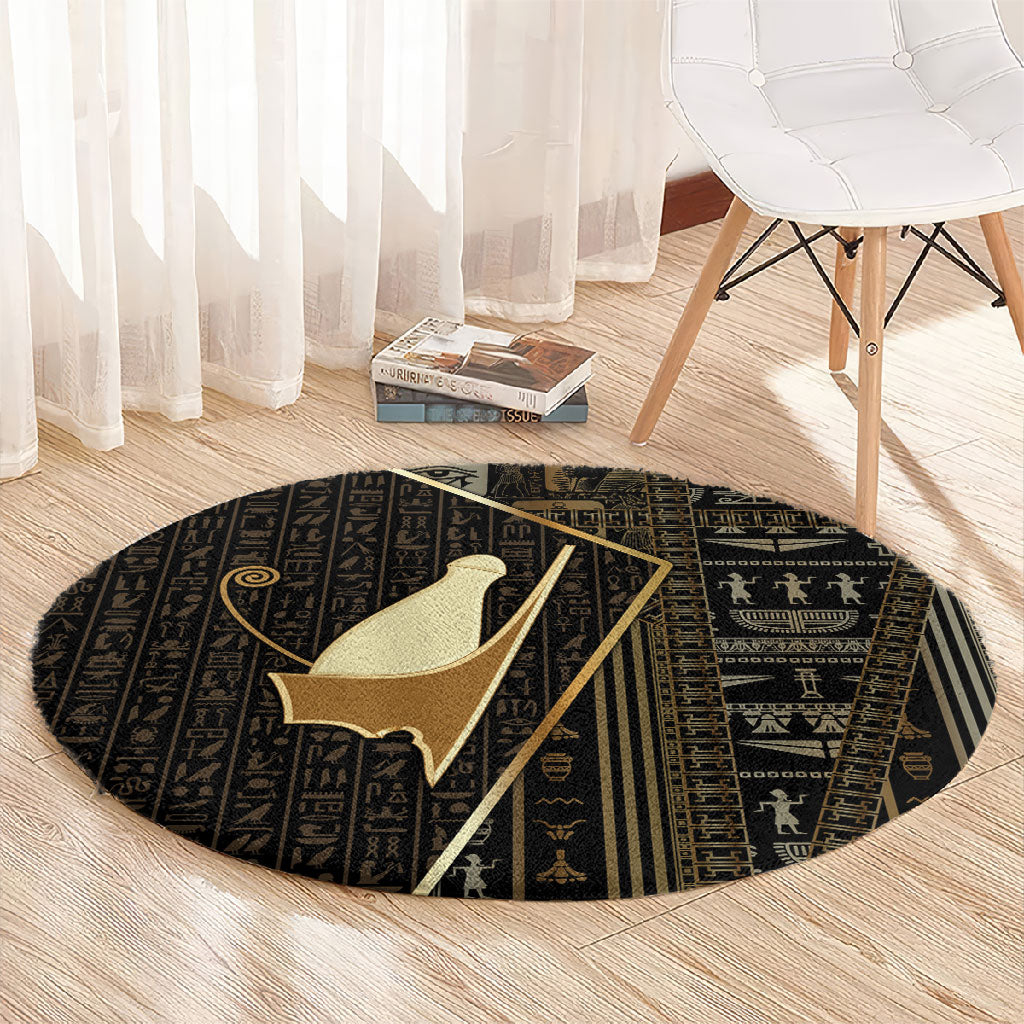Egypt Pschent Crown Round Carpet Ancient Mythology Unified Pharaoh