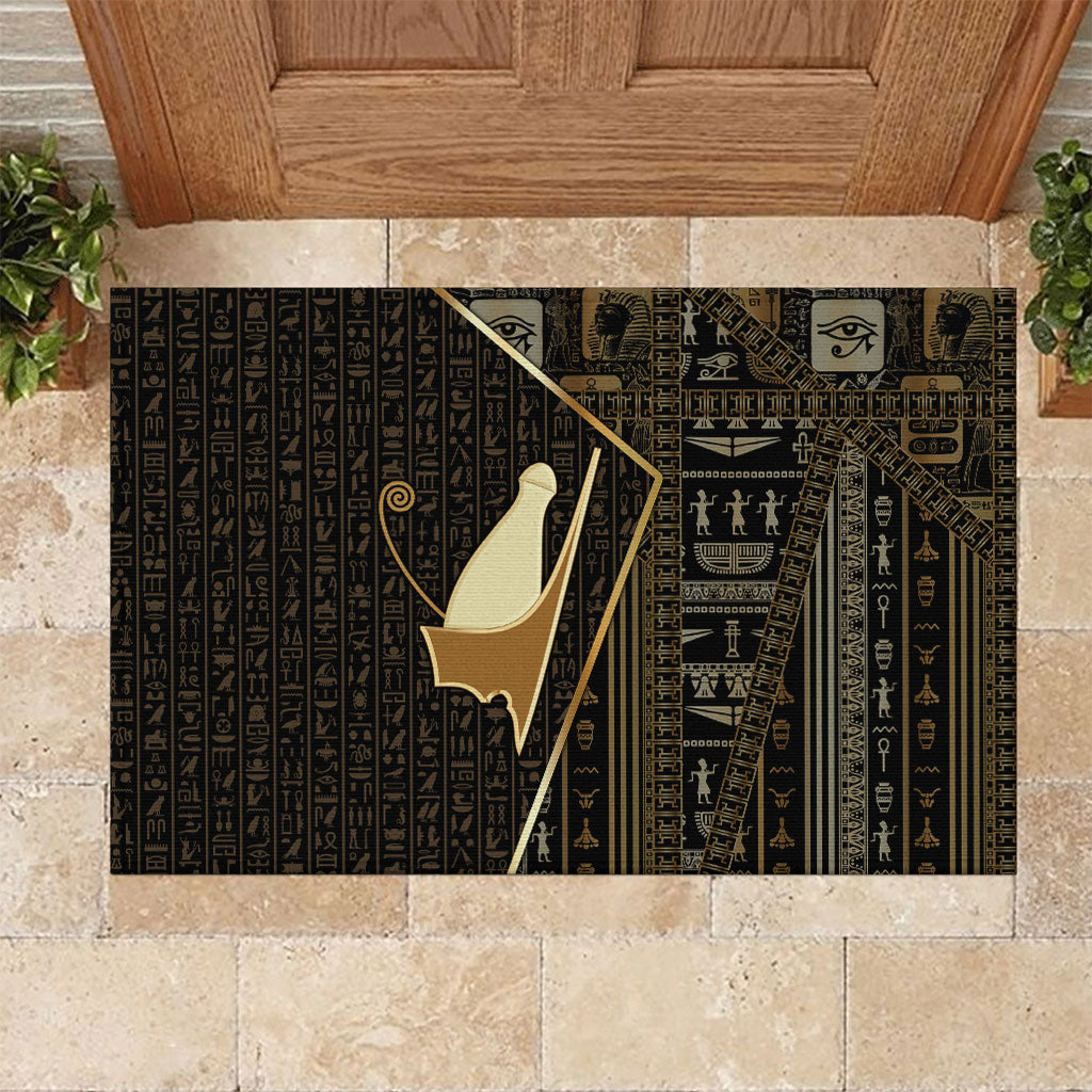 Egypt Pschent Crown Rubber Doormat Ancient Mythology Unified Pharaoh