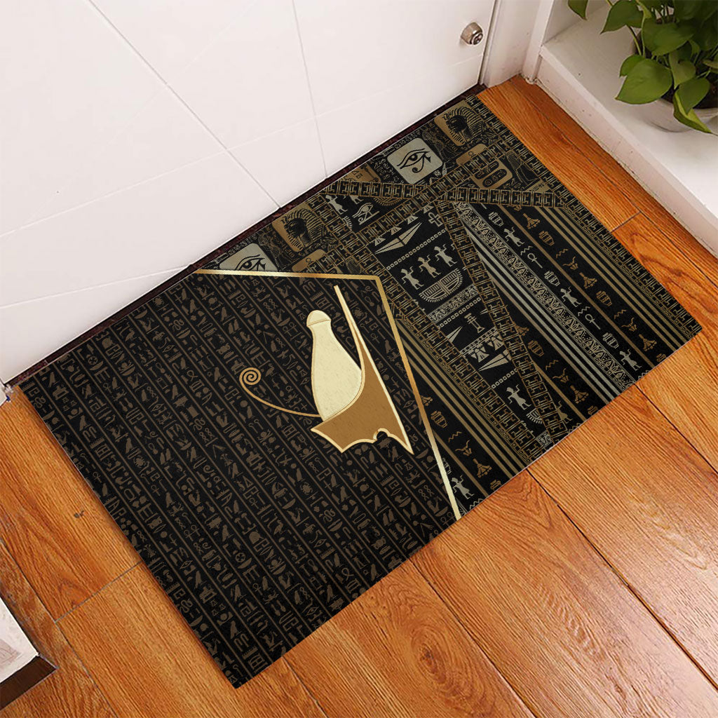 Egypt Pschent Crown Rubber Doormat Ancient Mythology Unified Pharaoh