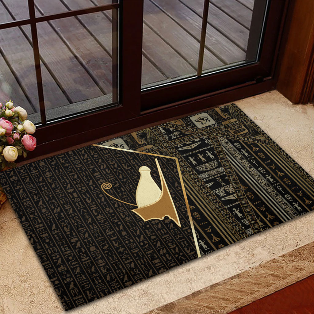 Egypt Pschent Crown Rubber Doormat Ancient Mythology Unified Pharaoh