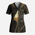 Egypt Pschent Crown Scrub Top Ancient Mythology Unified Pharaoh