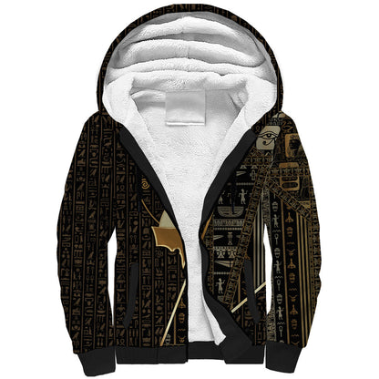 Egypt Pschent Crown Sherpa Hoodie Ancient Mythology Unified Pharaoh